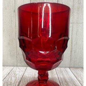 Vtg Viking Georgian Style Ruby Red Water Wine Goblet Honeycomb Design 6.5" Tall